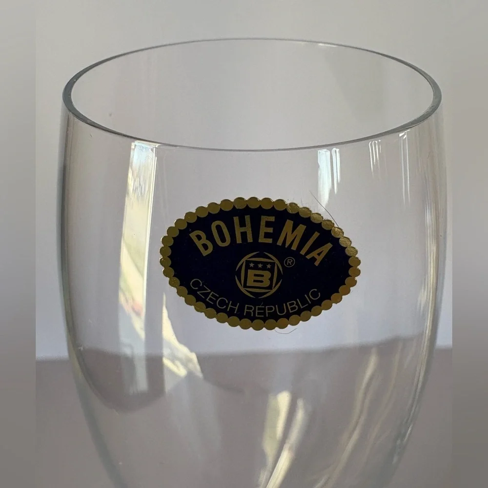 Bohemia Crystal Clear “Joy” Fluted Champagne Glasses with Sticker-2 Glasses